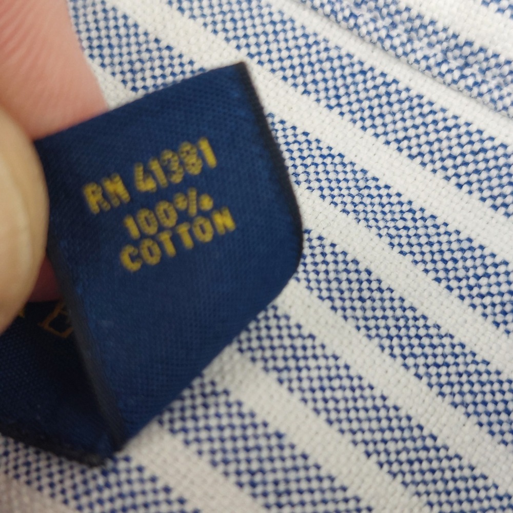 Ralph Lauren Button Down Shirt Mens XL Blue Striped Cotton Oxford Flesh Pony - Picture 5 of 7
